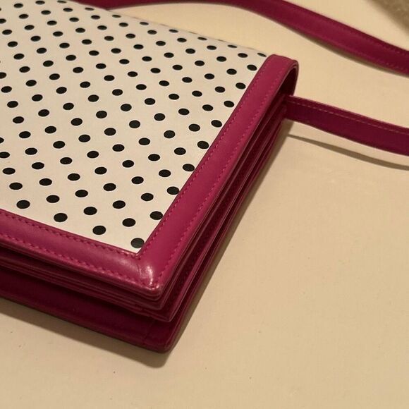 Valentino Garavani Black & White Polka Dot Crossbody Bag Purse Pink Trim Preppy - Picture 9 of 13